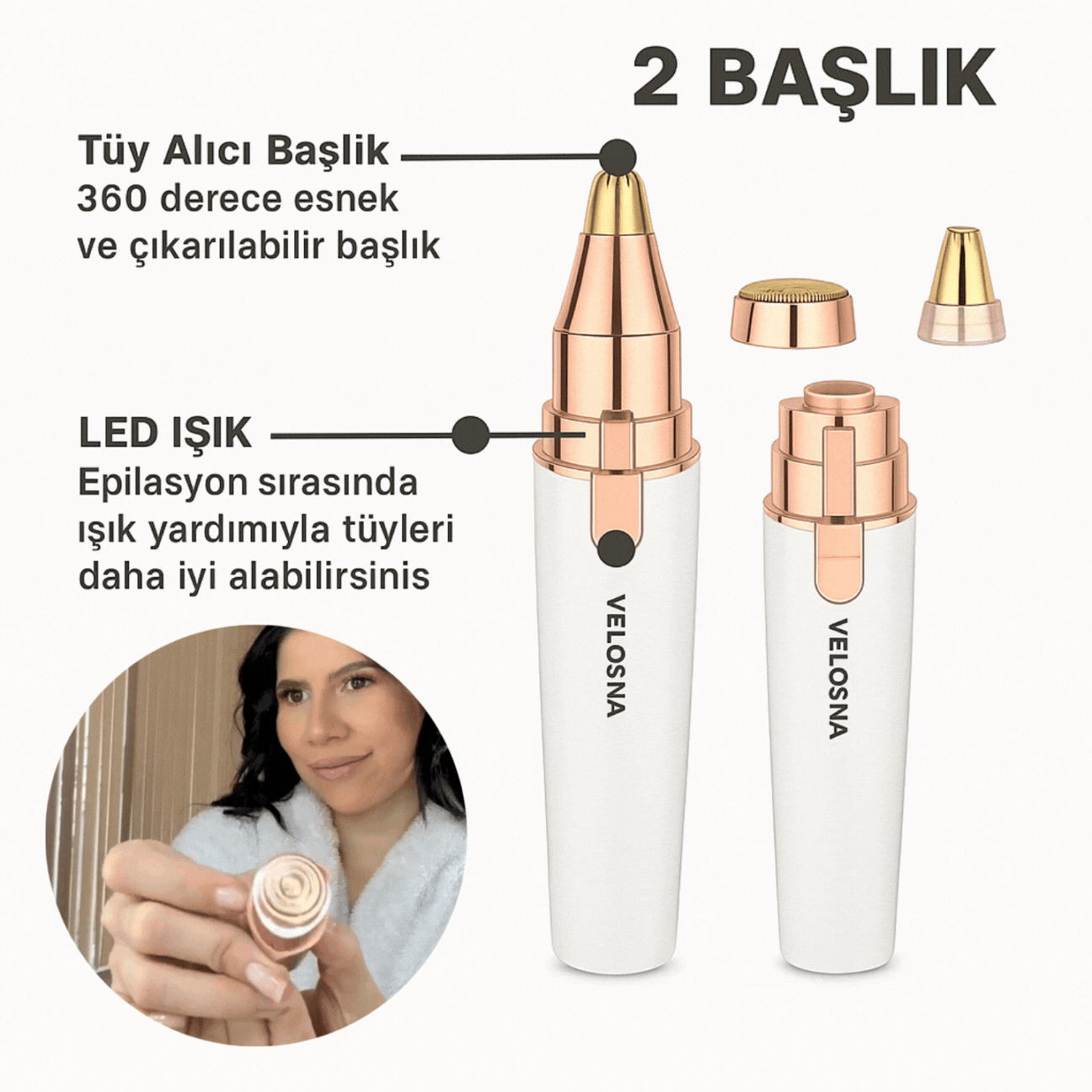 Velosna® Tüy Alıcı Kompak Epilasyon Aleti